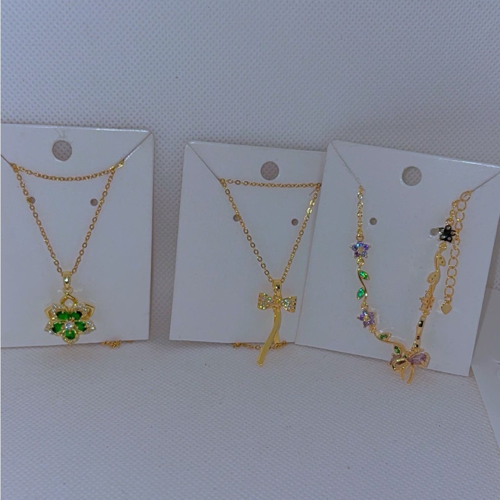 Gold Tone Green and Multicolor Pendant Necklace Set - Women Jewelry